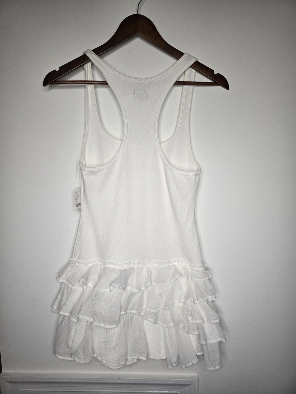 Free People NWT free-est Beach Romper Clean Ivory Ribbed Knit Tiered Skort M - Picture 7 of 15